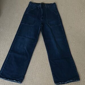 Stylish Dark Blue Wide-Leg Jeans
